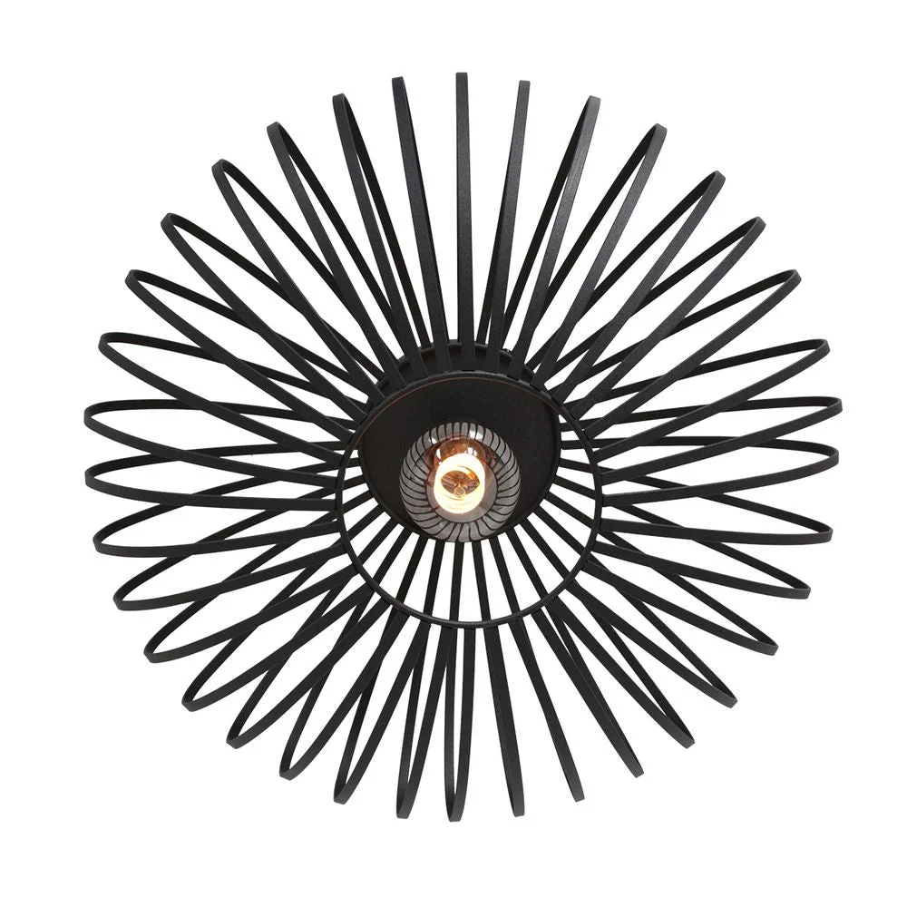 Anne Light & Home Dunbar 1L Deckenleuchte mit flacher Montage, schwarz, Durchmesser 40 cm
