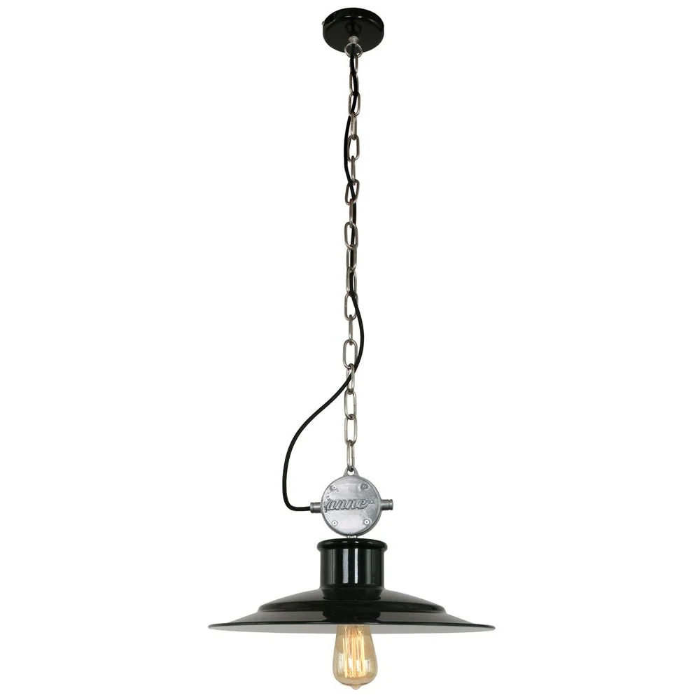 Anne Light & Home Millstone 1L Pendelleuchte, Metall, schwarz, Durchmesser 40 cm