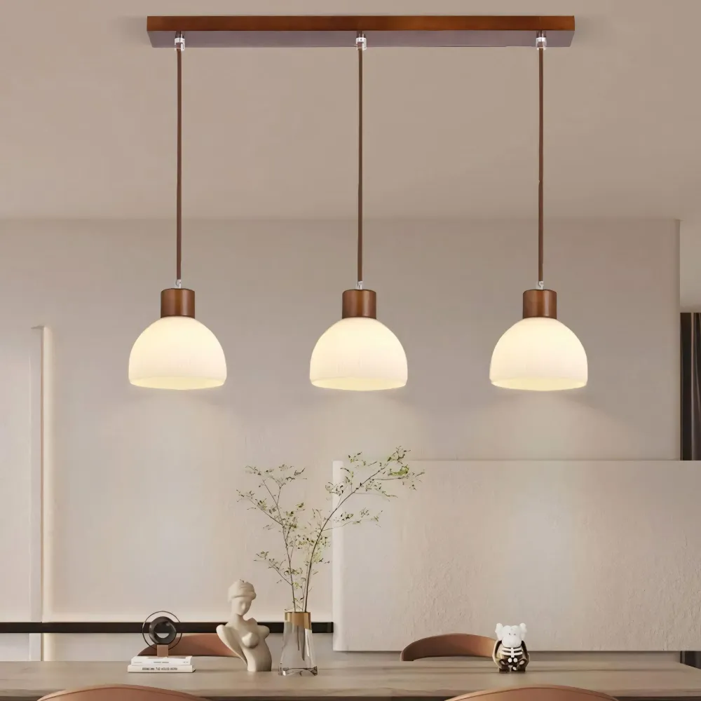 Bragi 3 Licht Weiß Ribbed Glas Schirm Pendelleuchte At Ease Home Life