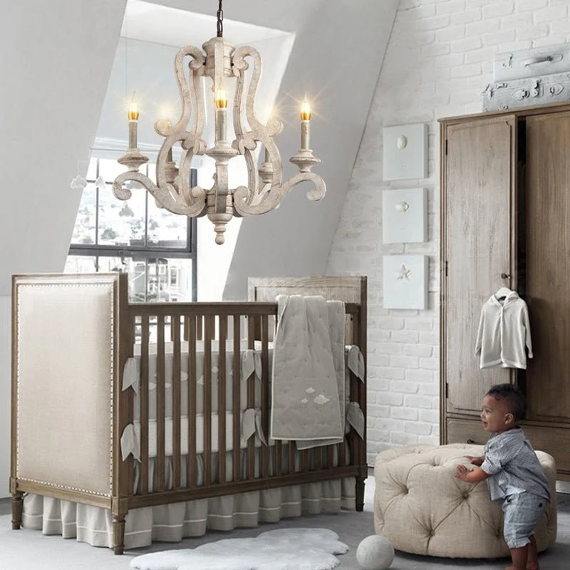 Beleuchtung Retro-Kronleuchter Holzkronleuchter Licht Kinderzimmer Schlafzimmer Prinzessin Zimmer Kronleuchter Home Lighti...