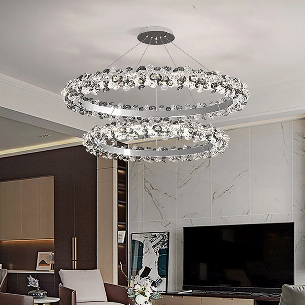Luxuriöser LED-Kronleuchter aus Kristall - Modernes hängendes Design - Foyer - Esszimmer - Schlafzimmer Dekoration Diamete...