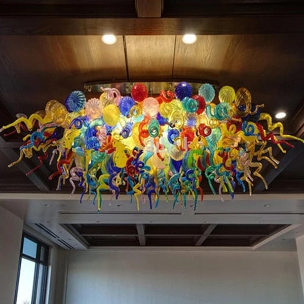 Luxus Kunst Lampe Murano Multicolor Bubbles LED geblasen GLass Decke montiert Kronleuchter für Esszimmer ATY Home Decor