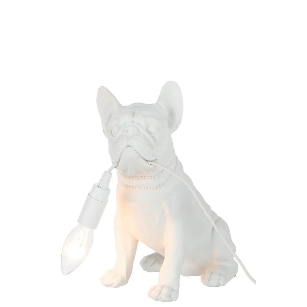 Bulldogge Tischlampe Weiß 40W Designlampe
