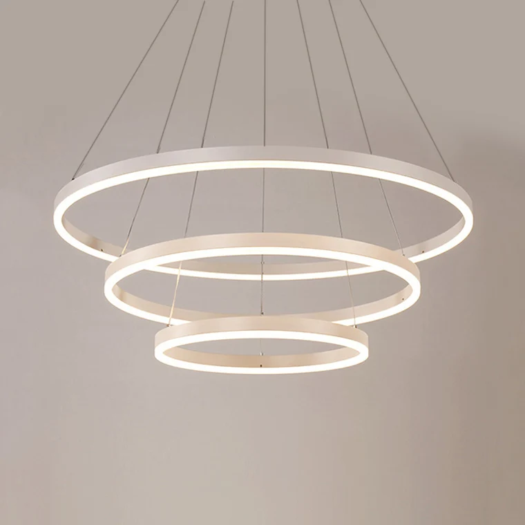 1/2/3-Licht-Wohnzimmer-Kronleuchter-Anhänger mit Ring-Acrylschirm, braun/schwarz/weiß, Deckenleuchte warmem/weißem/natürli...