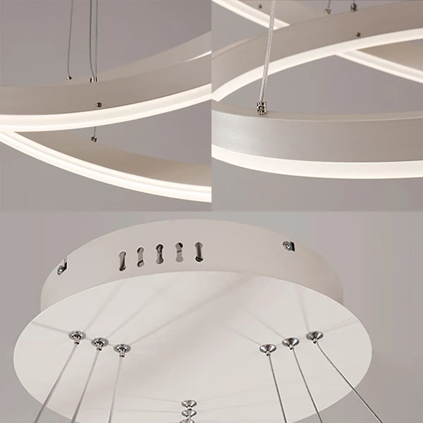 1/2/3-Licht-Wohnzimmer-Kronleuchter-Anhänger mit Ring-Acrylschirm, braun/schwarz/weiß, Deckenleuchte warmem/weißem/natürli...