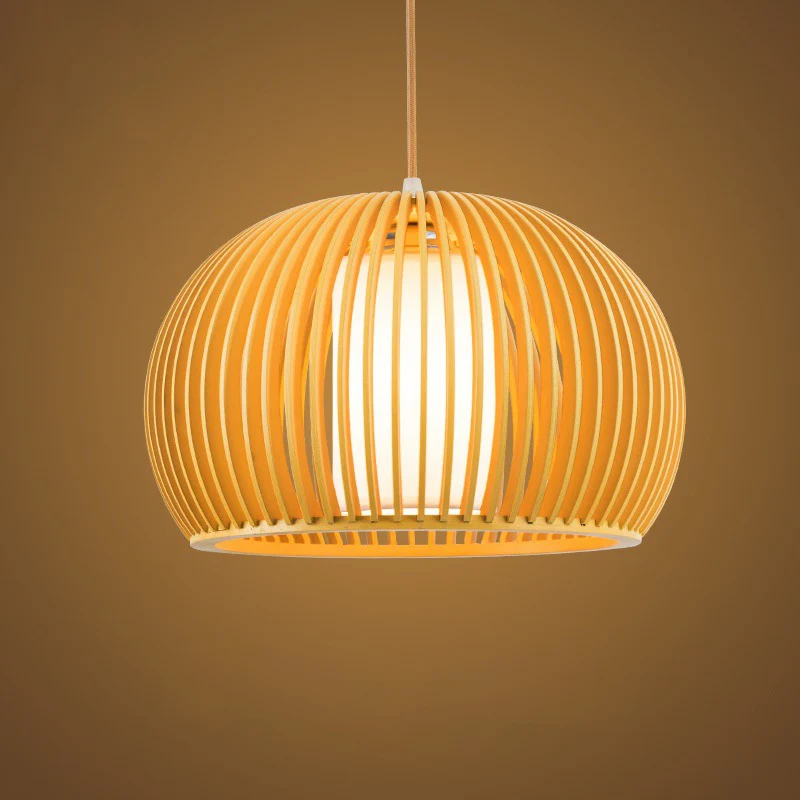 13"/18" W Moderne Halbkugel-Pendelleuchte aus Holz mit 1 Licht, Hängeleuchte für Esstisch und Innenschirm Clearhalo
