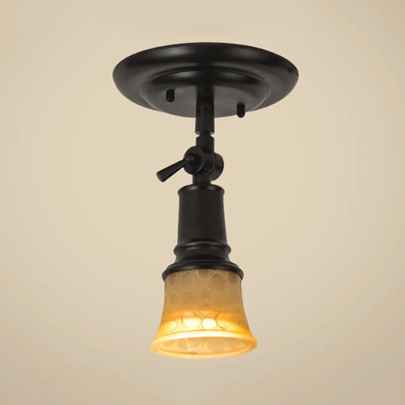 1/3-Kopf-Milchglas-halbbündige traditionelle schwarze Deckenleuchte mit schwarzem Bell-Korridor, verstellbare metallische...
