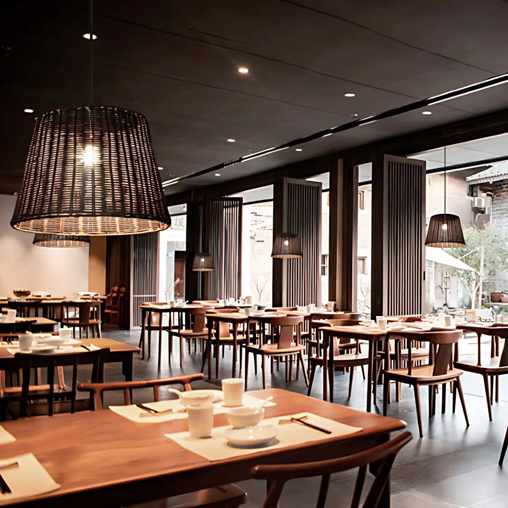 1/3-Kopf-Restaurant-Hängeleuchte mit kegelförmigem Rattan-Schirm, ländliche, stilvolle braune Hängelampe Clearhalo
