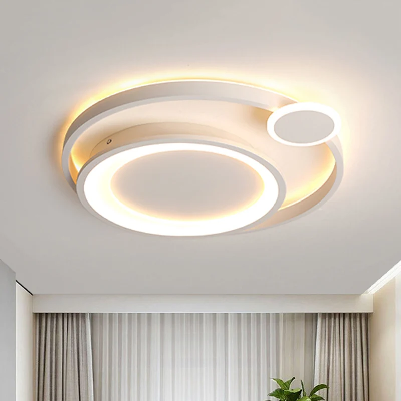 15"/18"/21,5" Wide Orbit Deckenleuchte Nordic Metal Schwarz/Weiß LED-Einbauleuchte Warmweiß Clearhalo