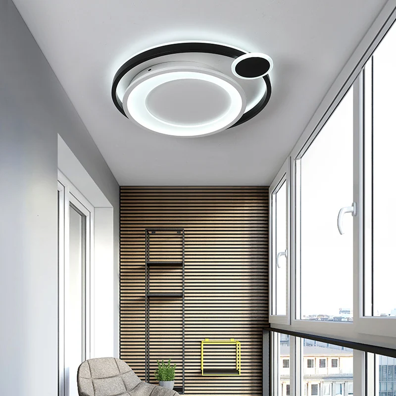 15"/18"/21,5" Wide Orbit Deckenleuchte Nordic Metal Schwarz/Weiß LED-Einbauleuchte Warmweiß Clearhalo