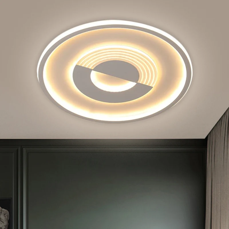 16"/19,5" W runde Acryl-Deckenleuchte, minimalistische LED-Unterputzbeleuchtung Schwarz/Weiß mit warmem/weißem Licht für S...