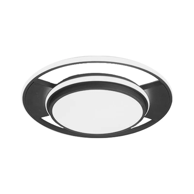 16,5"/20,5" W runde Schlafzimmer-Unterputz-LED-Leuchte aus Metall, moderne, nahe der Decke montierte Leuchte Schwarz Clear...