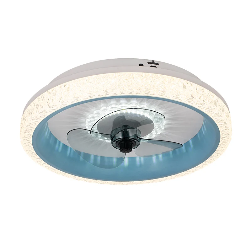 19,5" breite runde LED-Halbbündig-Montageleuchte Macaron-Acryl-Esszimmer-Deckenventilatorlampe mit 3 Flügeln, Fernbedienun...