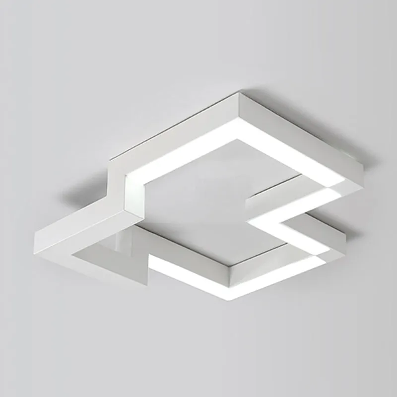 19,5"/25,5" breite geometrische Deckenleuchte aus Metall, moderne schwarz/weiße LED-Einbauleuchte warmem/weißem Licht Clea...