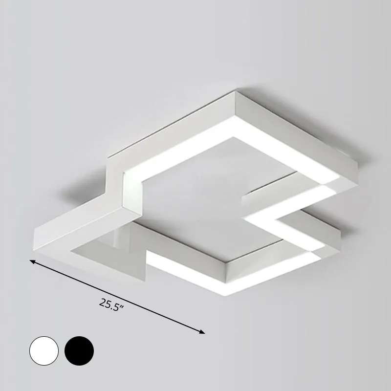 19,5"/25,5" breite geometrische Deckenleuchte aus Metall, moderne schwarz/weiße LED-Einbauleuchte warmem/weißem Licht Clea...
