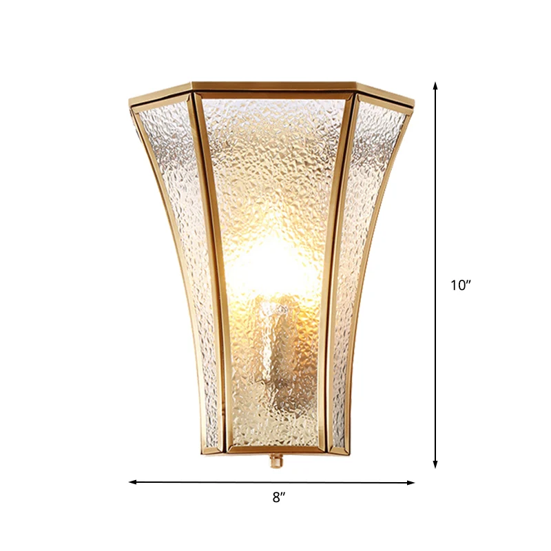 1-flammige, ausgestellte Wandleuchte, traditionelle Wandleuchte aus strukturiertem Glas aus Messing mit Treppe Clearhalo