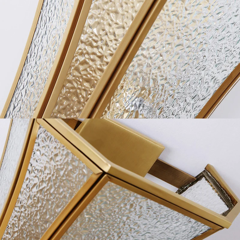 1-flammige, ausgestellte Wandleuchte, traditionelle Wandleuchte aus strukturiertem Glas aus Messing mit Treppe Clearhalo