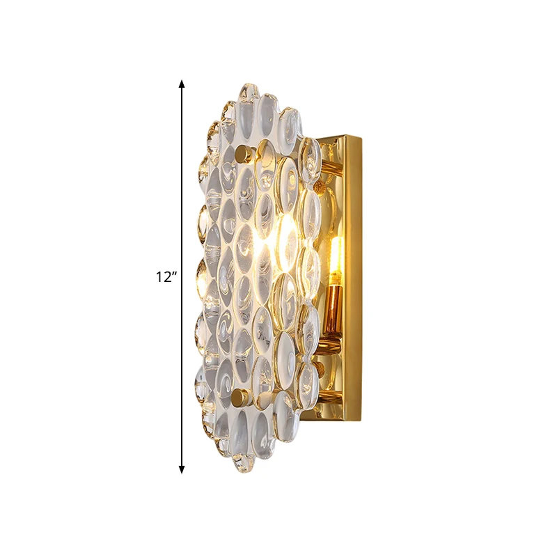 1-flammige Flur-Wandleuchte, postmoderne goldene Wandleuchte mit maisförmigem Kristallschirm Clearhalo