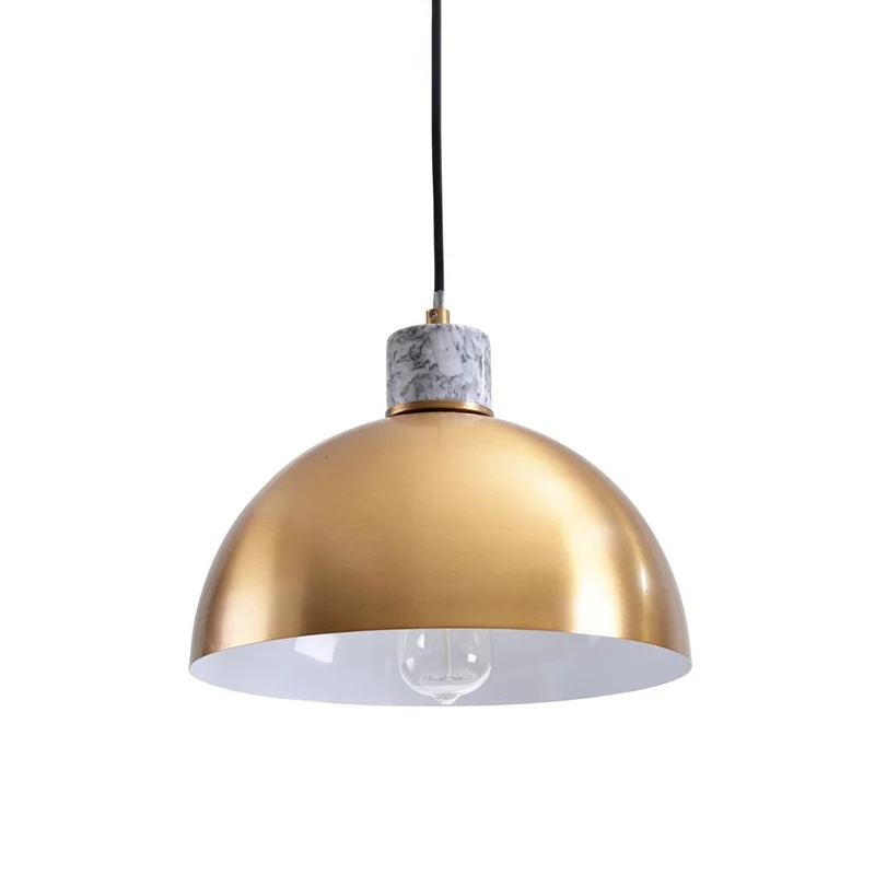 1-flammige Pendelleuchte für die Küche, minimalistische Hängeleuchte aus Messing mit kuppelförmigem Metallschirm Clearhalo