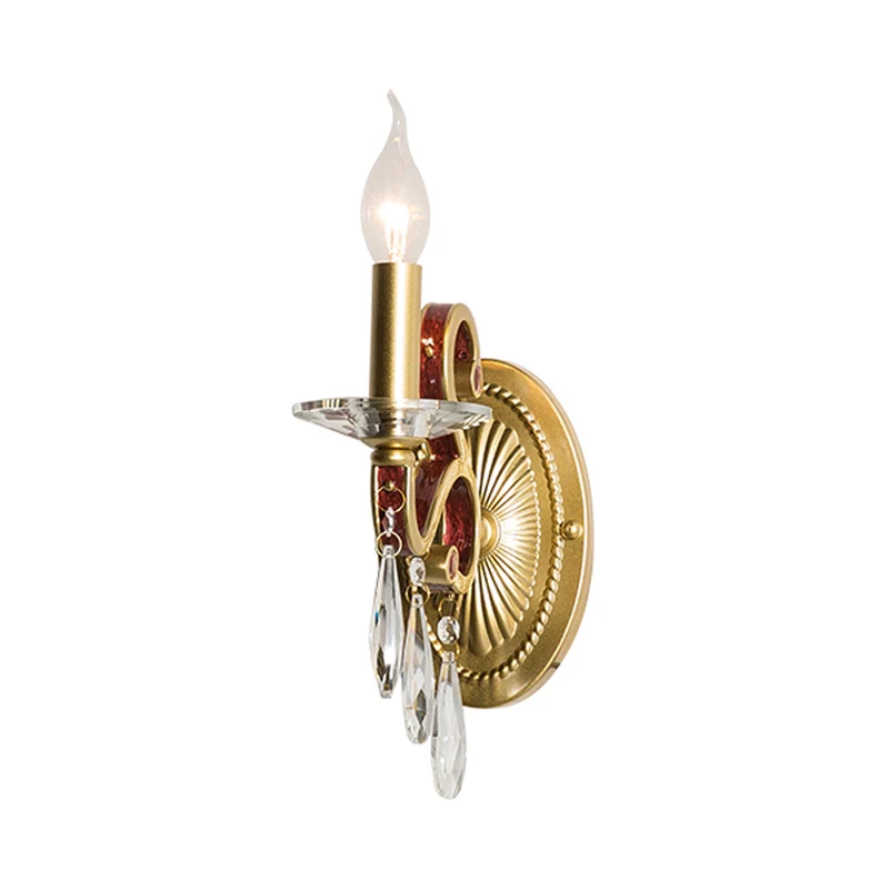 1-flammige Wandleuchte aus Metall im Landhausstil, goldene Kegel-Schlafzimmerleuchte mit/ohne Schirm Clearhalo