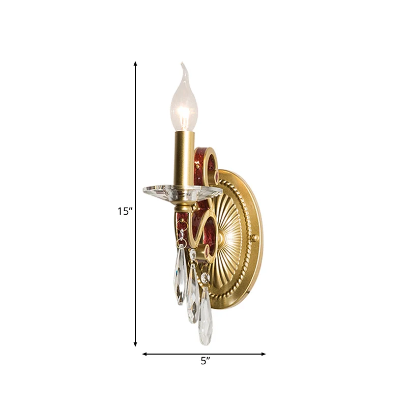 1-flammige Wandleuchte aus Metall im Landhausstil, goldene Kegel-Schlafzimmerleuchte mit/ohne Schirm Clearhalo