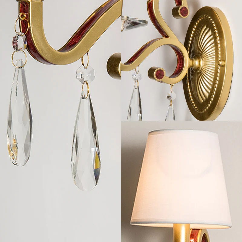 1-flammige Wandleuchte aus Metall im Landhausstil, goldene Kegel-Schlafzimmerleuchte mit/ohne Schirm Clearhalo