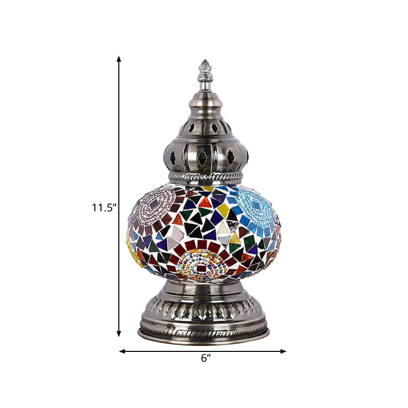 1-Kopf-Buntglas-Tischlampe, mediterran, blau/rot und blau, Turmform, Schlafzimmer-Nachttischlampe Clearhalo