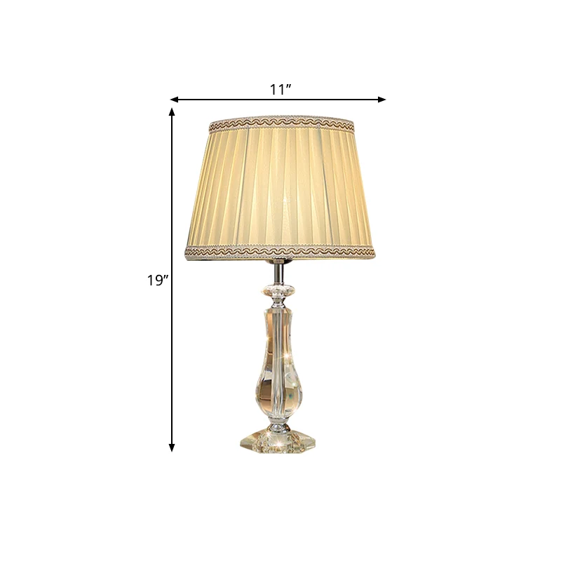 1-Kopf-Tischleuchte mit ausgestelltem/plissiertem Schirm, traditionelle Nachttischlampe aus Stoff Beige/Burgund/Himmelblau...