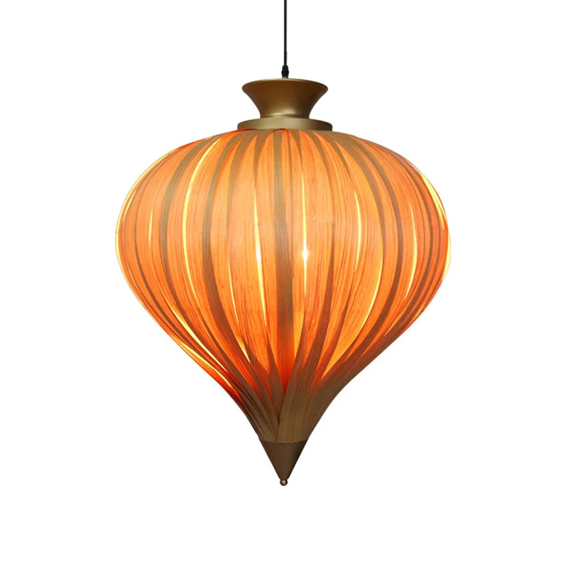 1-Kopf-Tropfen-Hängeleuchte, Deckenleuchte aus japanischem Holz Beige Clearhalo