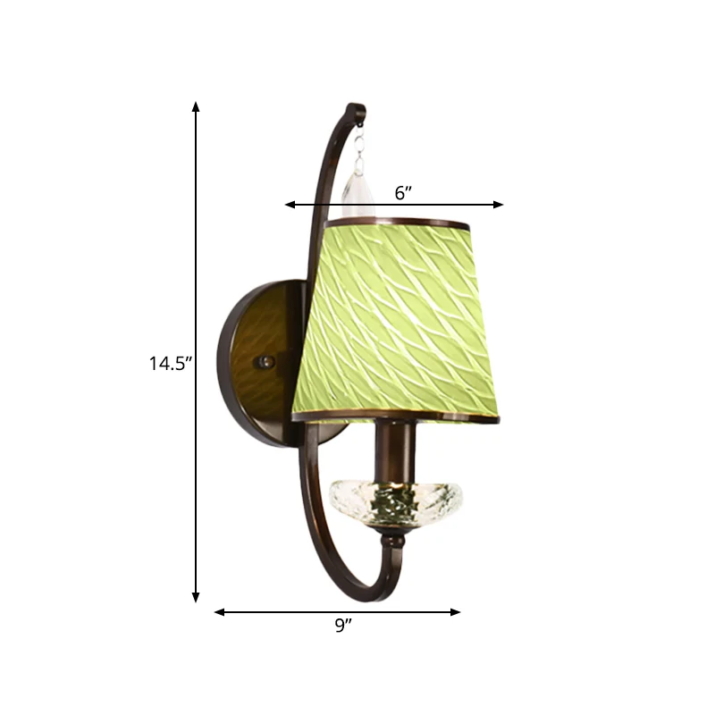 1-Kopf-Wandbeleuchtung mit kegelförmigem Lampenschirm aus beigem/blauem/grünem Glas, moderne Korridor-Wandleuchte Clearhalo