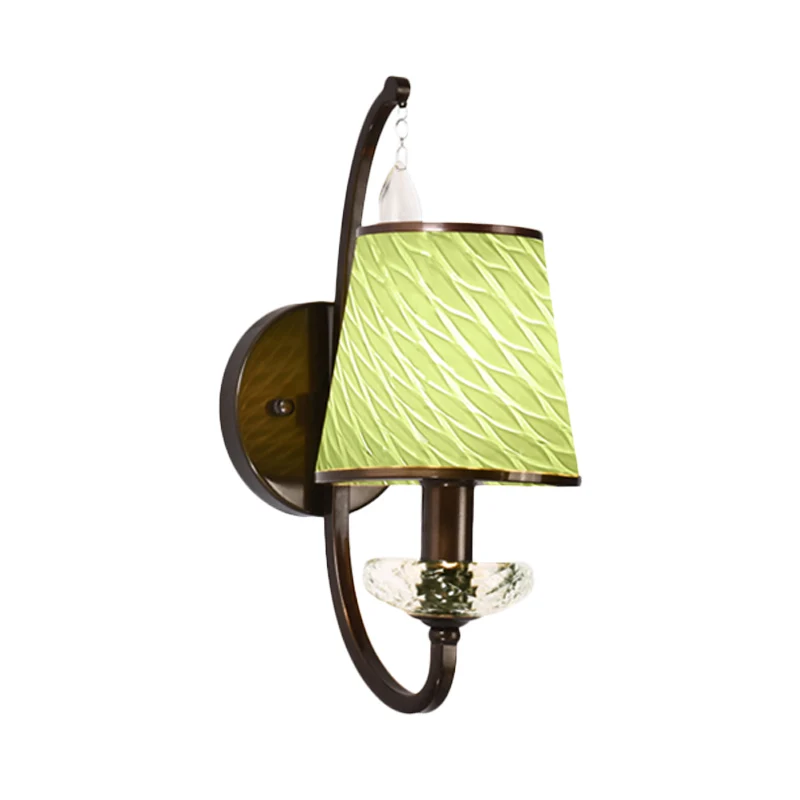 1-Kopf-Wandbeleuchtung mit kegelförmigem Lampenschirm aus beigem/blauem/grünem Glas, moderne Korridor-Wandleuchte Clearhalo
