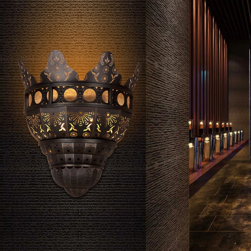 1-Kopf-Wandleuchte aus Metall, traditionelle bronzegeschnitzte Wohnzimmer-Wandbeleuchtung Clearhalo