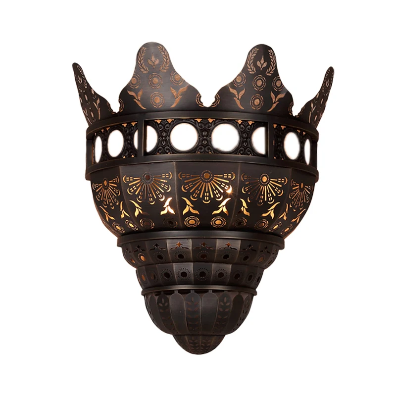 1-Kopf-Wandleuchte aus Metall, traditionelle bronzegeschnitzte Wohnzimmer-Wandbeleuchtung Clearhalo