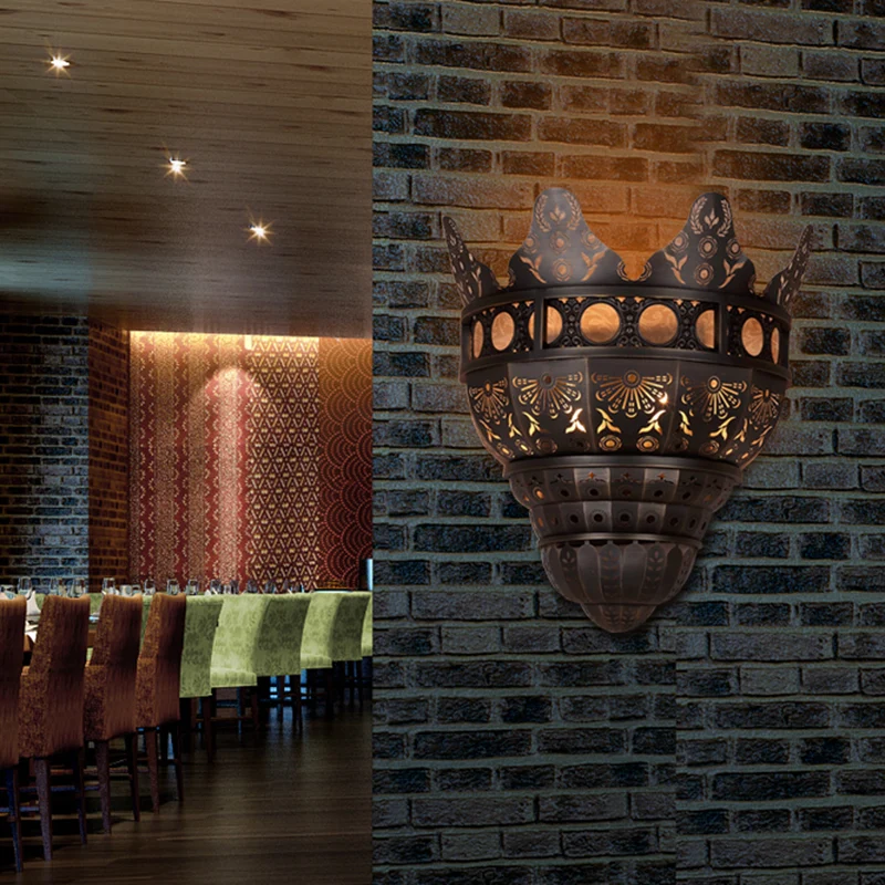 1-Kopf-Wandleuchte aus Metall, traditionelle bronzegeschnitzte Wohnzimmer-Wandbeleuchtung Clearhalo