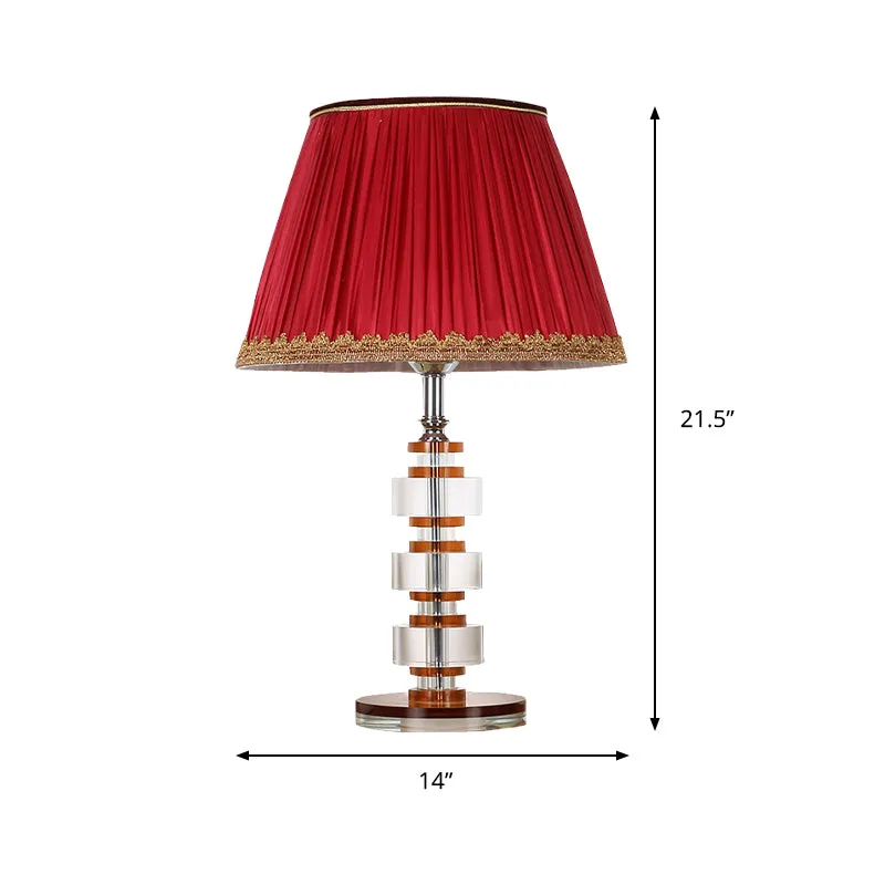 1-Kopf-Wohnzimmer-Nachttischbeleuchtung, moderne rote Tischlampe mit rundem, klarem Kristall Clearhalo