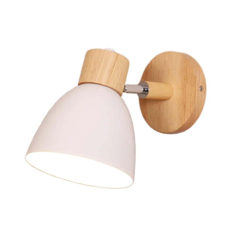 1-Licht-Korridor-Wandleuchte, Wandleuchte aus Macaron-Holz mit gewölbtem Aluminiumschirm Clearhalo
