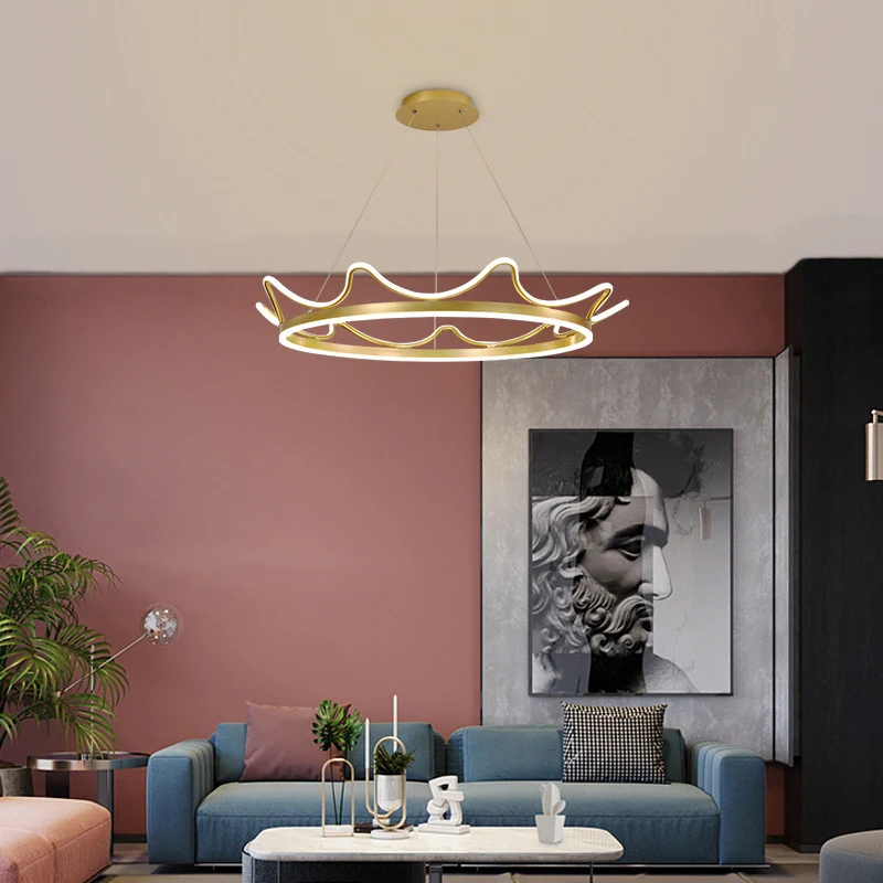 1-Licht-Kronen-Hänge-Pendelleuchte für Kinder, metallische Hänge-Deckenleuchte für Schlafzimmer Clearhalo