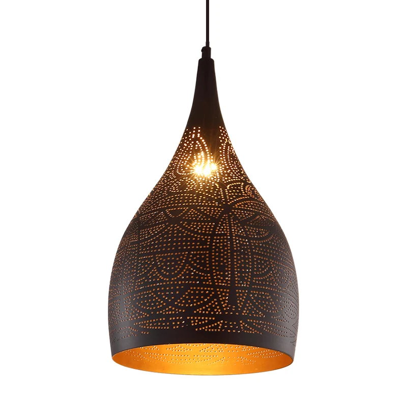 1-Licht-Tropfen-Hängebeleuchtung, traditionelle Decken-Pendelleuchte mit Metallic-Finish Schwarz/Silber/Messing Clearhalo