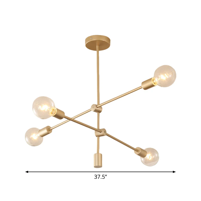 2/3-stufige Hängelampe aus Metall mit beweglichem Arm, postmodern, 4/5/7 Lichter, goldfarbener hängender Kronleuchter über...