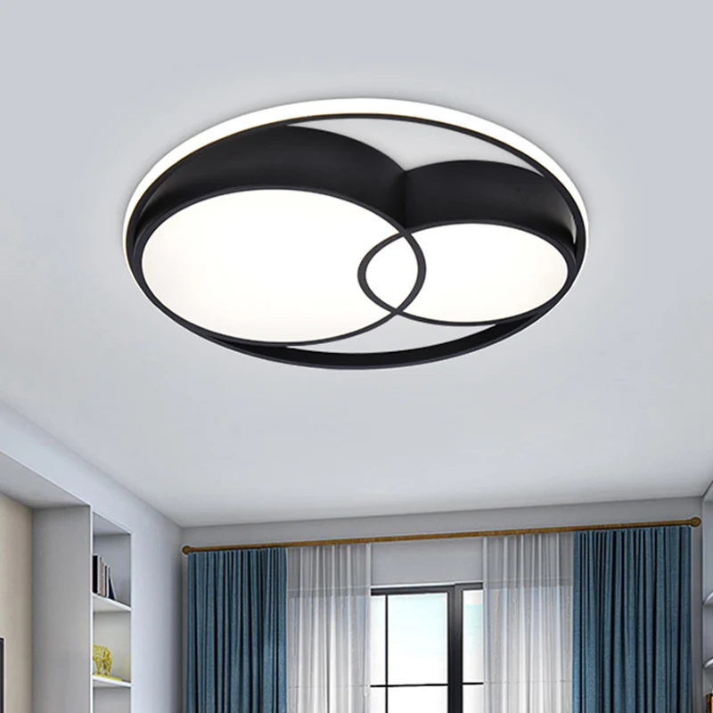 2-Trommel-Acryl-LED-Unterputzleuchte im nordischen Stil, schwarze Deckenleuchte warmem/weißem/3-Farben-Licht Clearhalo