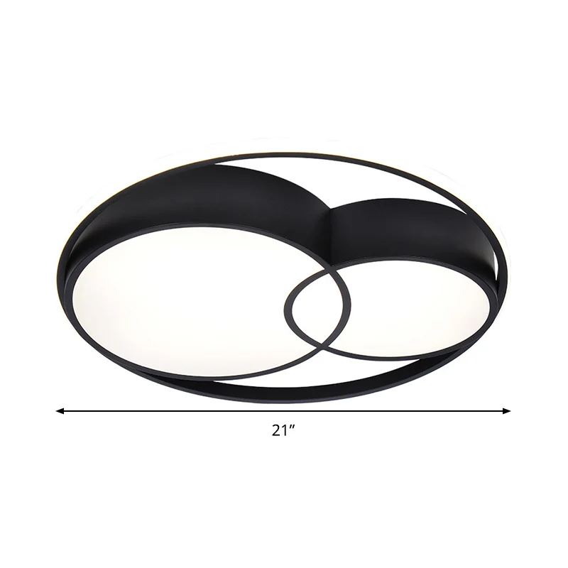 2-Trommel-Acryl-LED-Unterputzleuchte im nordischen Stil, schwarze Deckenleuchte warmem/weißem/3-Farben-Licht Clearhalo