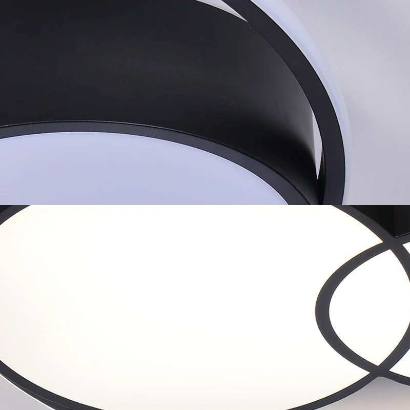 2-Trommel-Acryl-LED-Unterputzleuchte im nordischen Stil, schwarze Deckenleuchte warmem/weißem/3-Farben-Licht Clearhalo