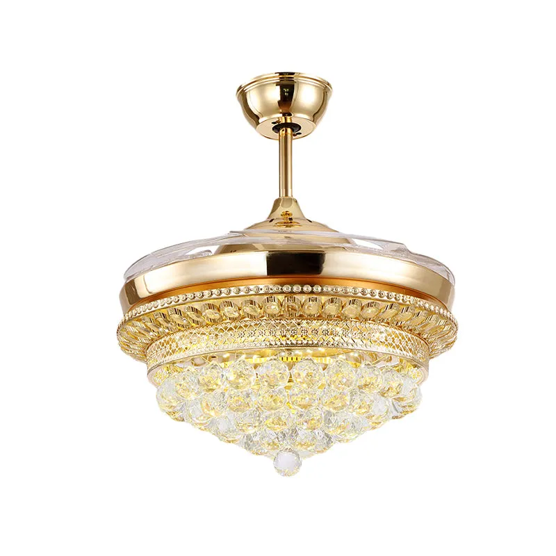 35,5" breites LED-Lüfter-Lichtset mit 4 Flügeln, einfache, konische, opulente, halbbündige Kristallleuchte mit eingelegtem...