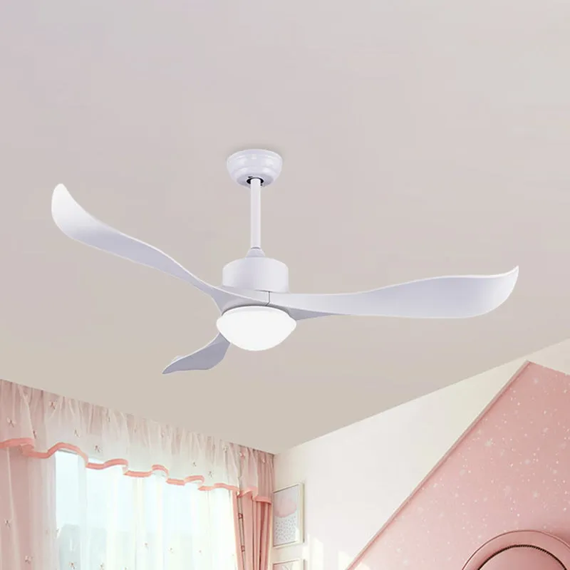 52-Zoll-W-Lüfterlampe mit 3 gedrehten Flügeln, minimalistische, halbbündige LED-Deckenleuchte aus Metall Weiß mit Milchgla...