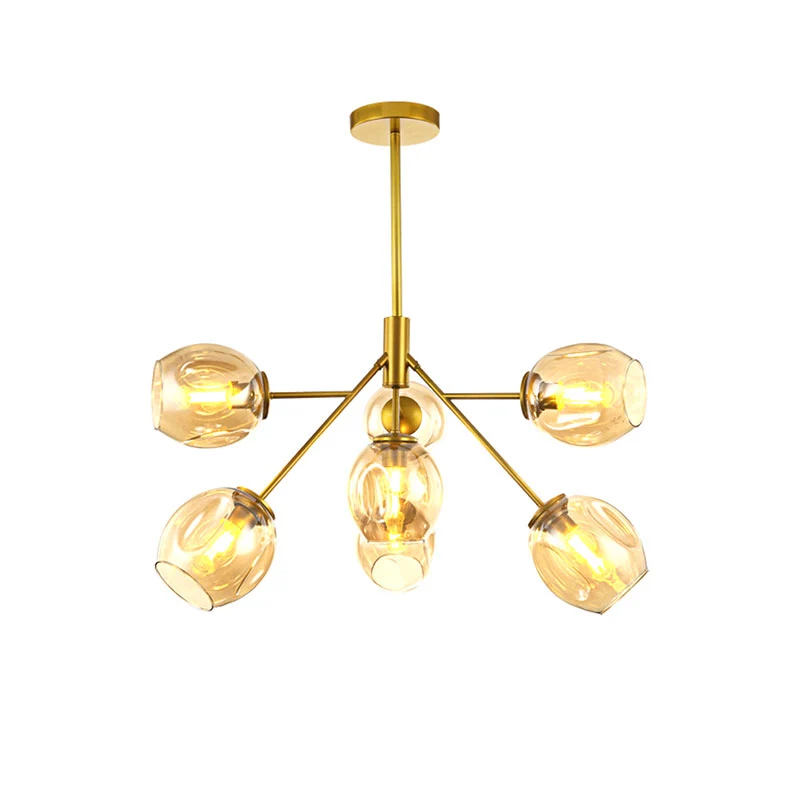 7/9/13 Lights Branch Kronleuchter Postmoderne Hängelampe mit bernsteinfarbenem Glasschirm Gold Clearhalo