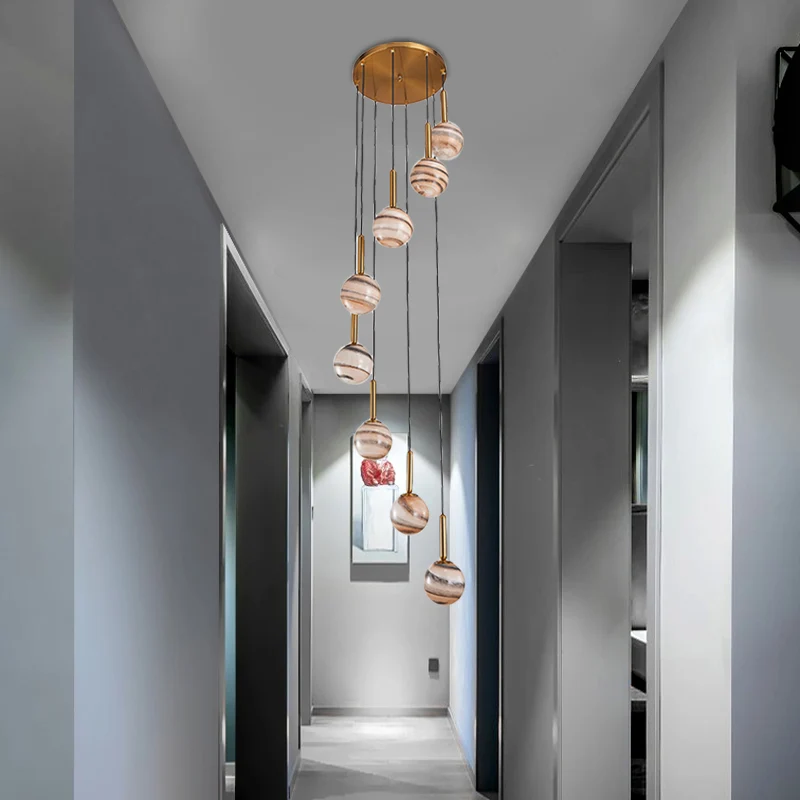8-flammige Kugel-Hänge-Deckenleuchte, moderne braune Jupiter-Glas-Cluster-Hängeleuchte mit Spiral-Design Clearhalo