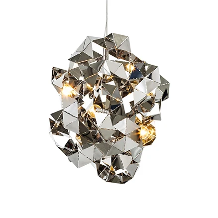 Abstrakte Hängeleuchte aus Metall mit drei Leuchten, postmoderner Deckenleuchter Schwarz/Gold/Silber Clearhalo