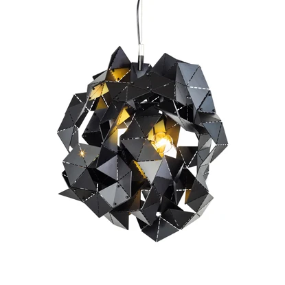 Abstrakte Hängeleuchte aus Metall mit drei Leuchten, postmoderner Deckenleuchter Schwarz/Gold/Silber Clearhalo
