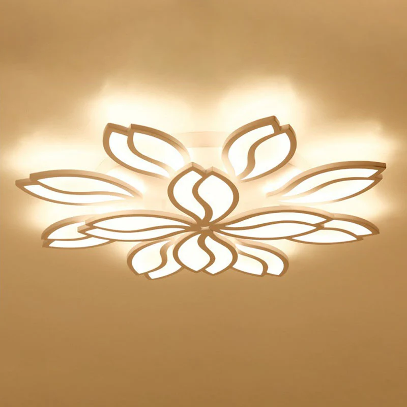 Acryl Leaf Semi Flush Light Künstlerische weiße LED-Deckenleuchte für das Wohnzimmer Clearhalo