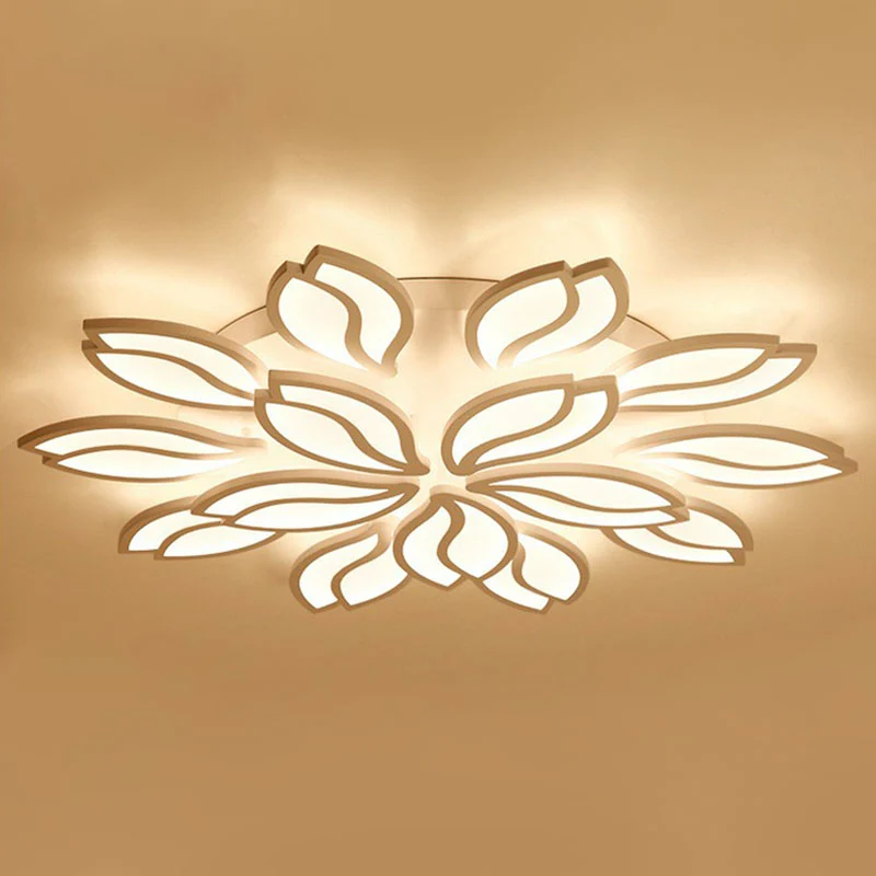 Acryl Leaf Semi Flush Light Künstlerische weiße LED-Deckenleuchte für das Wohnzimmer Clearhalo